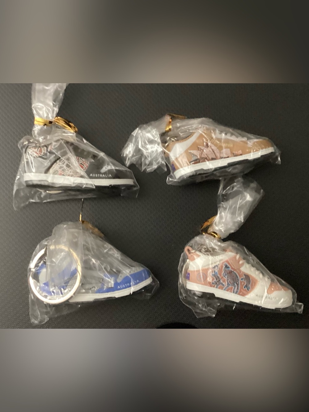 Set of 4 Australia Souvenir Mini 3D Sneaker Keychain Collectible Gift
